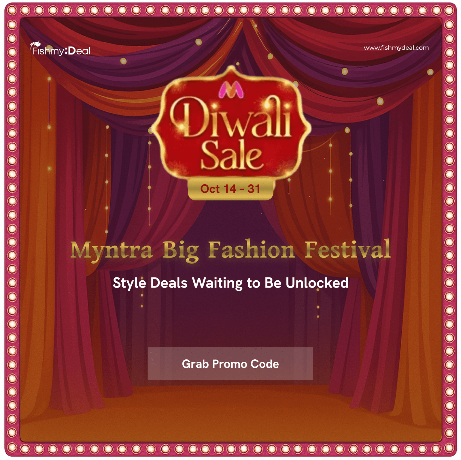 Myntra Big Fashion Festival Sale Poster with FishMyDeal Logo
